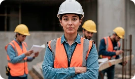 HSE worker in safety gear on an active site